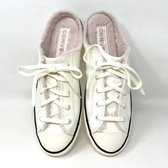 đź’–MEGA SALEđź’–Converse Womens 569547C CTAS DAINTY Mule Slip Egret Faux Fur Sand - Picture 9 of 10